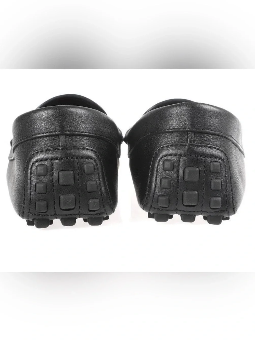NEW GUCCI BLACK LEATHER NTELOCKING CUT OUT LOGO DRIVER MOCCASIN SHOES 6/US 6.5